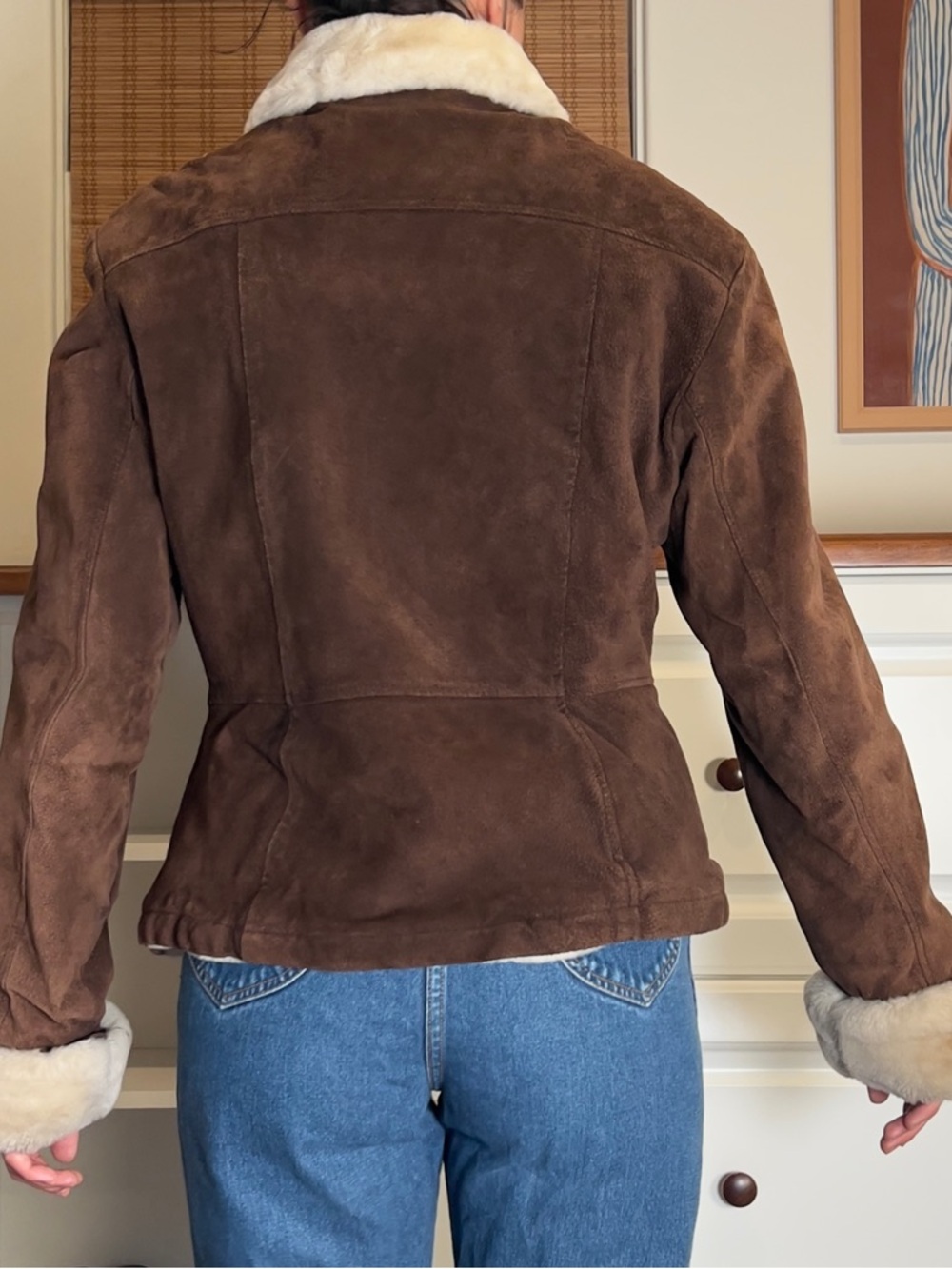 Women’s Brown Suede Shearling Collar Jacket